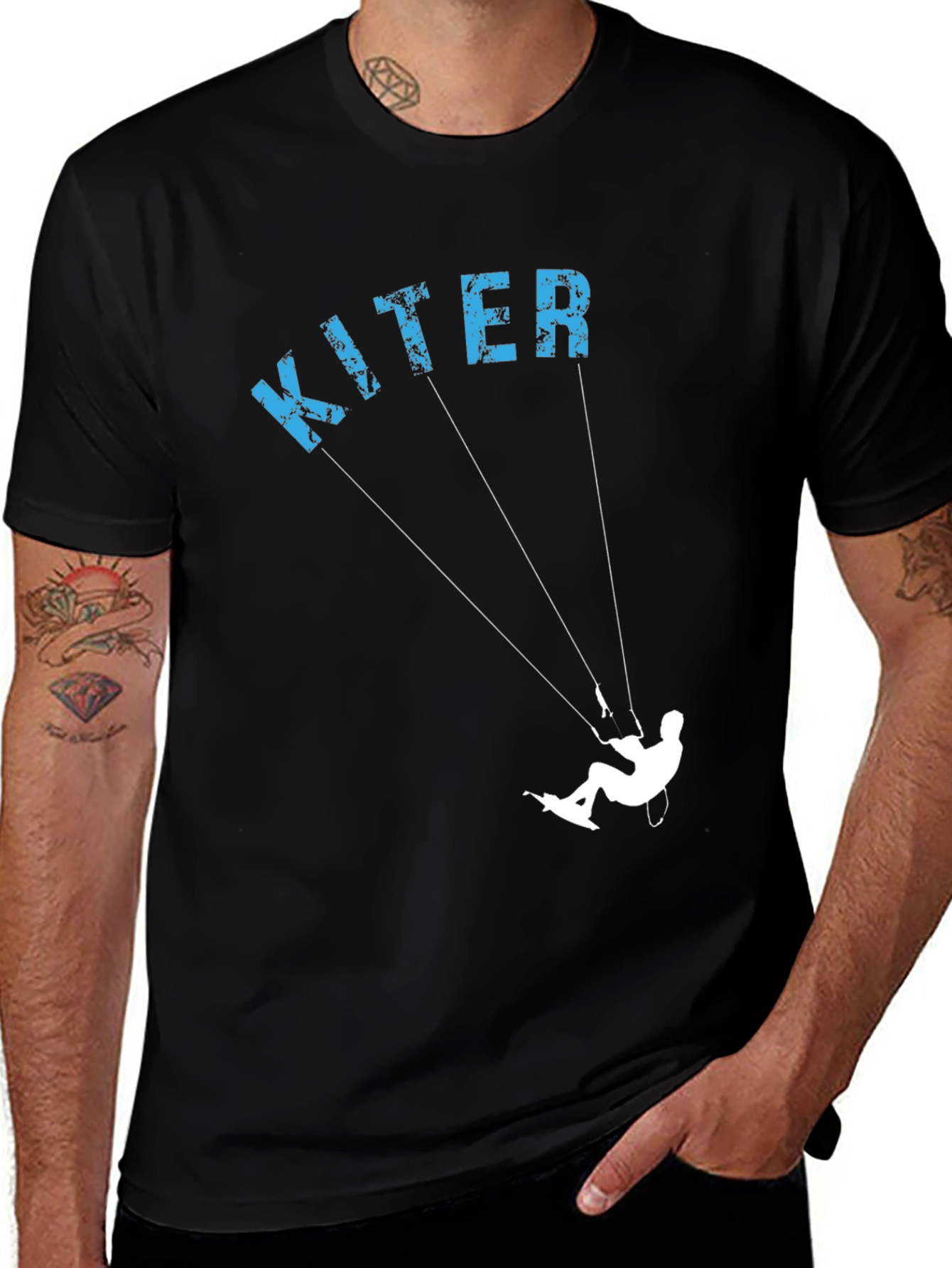 Kiter Graphic Tee - Black Cotton T-Shirt