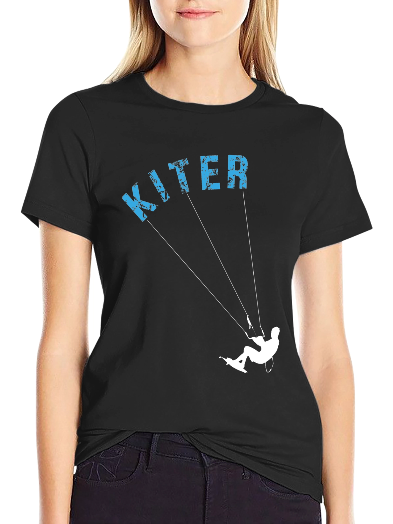 Kiter Graphic Tee - Black Cotton T-Shirt
