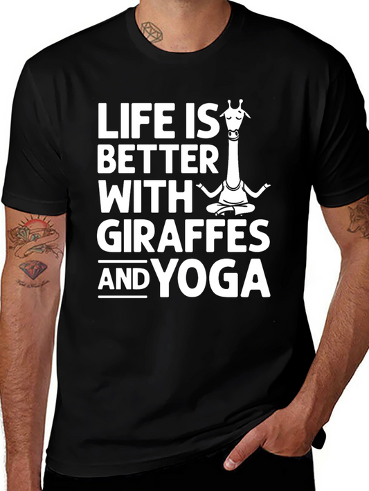 Giraffe Yoga T-Shirt - Life is Better With Giraffes & Yoga