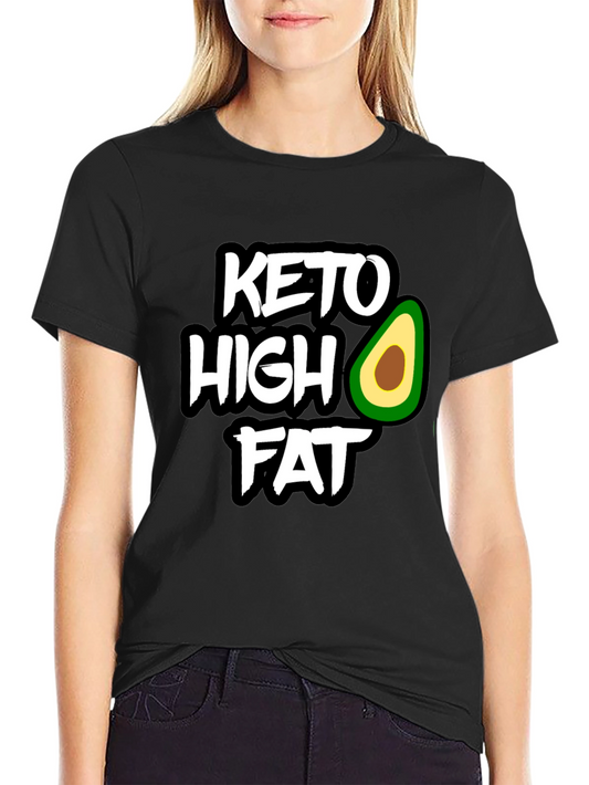 Keto High Fat Avocado Graphic Black T-Shirt