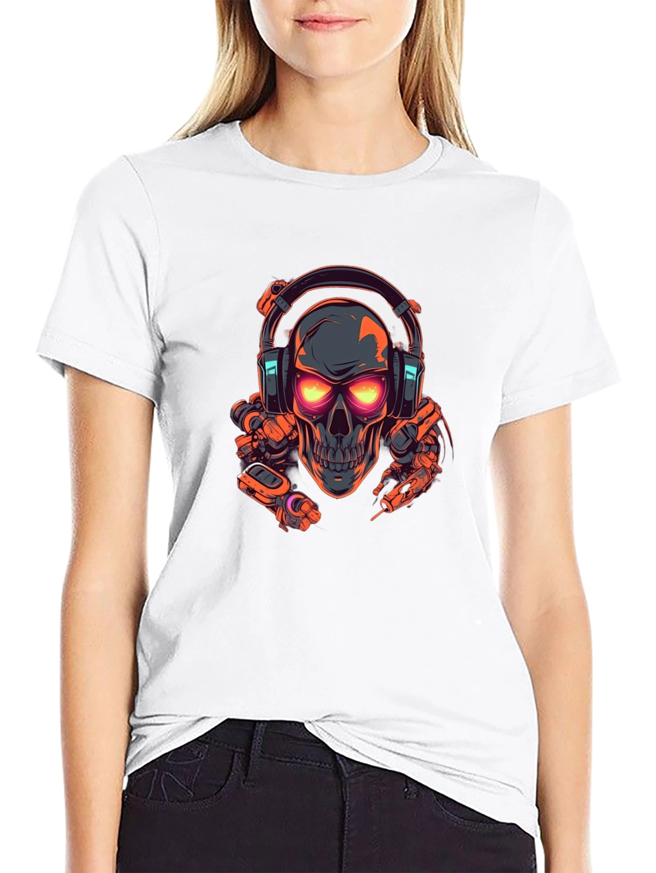 Skull Headphone Graphic T-Shirt