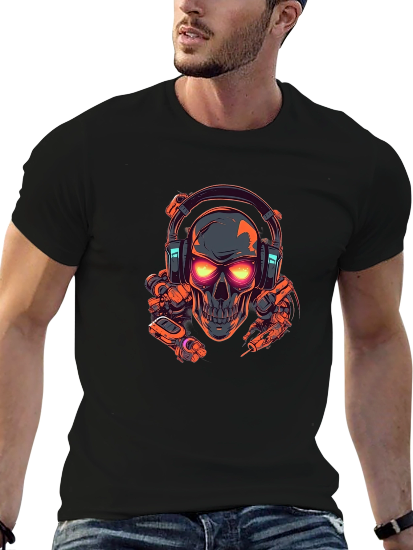 Skull Headphone Graphic T-Shirt