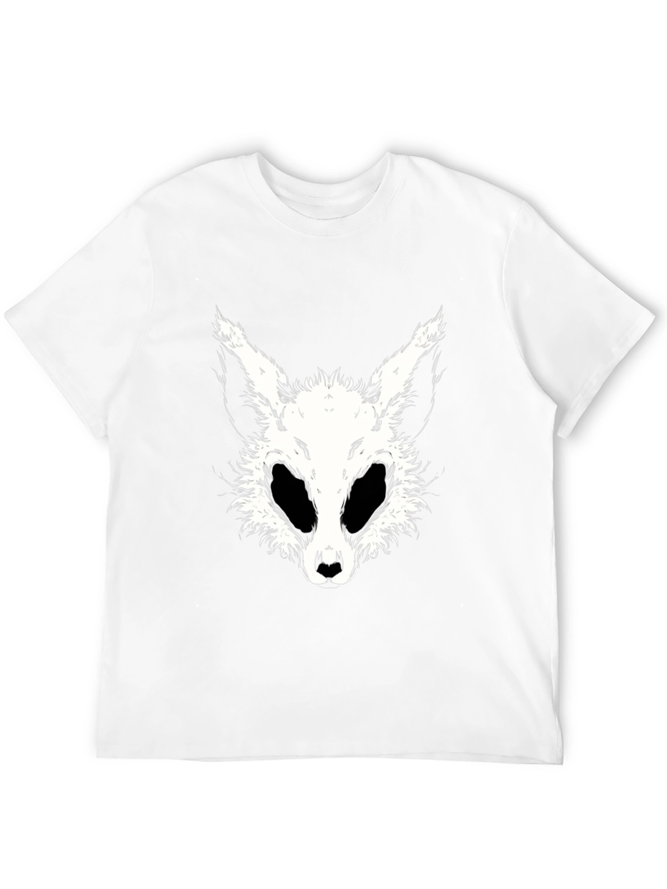Black T-Shirt with White Animal Face Graphic