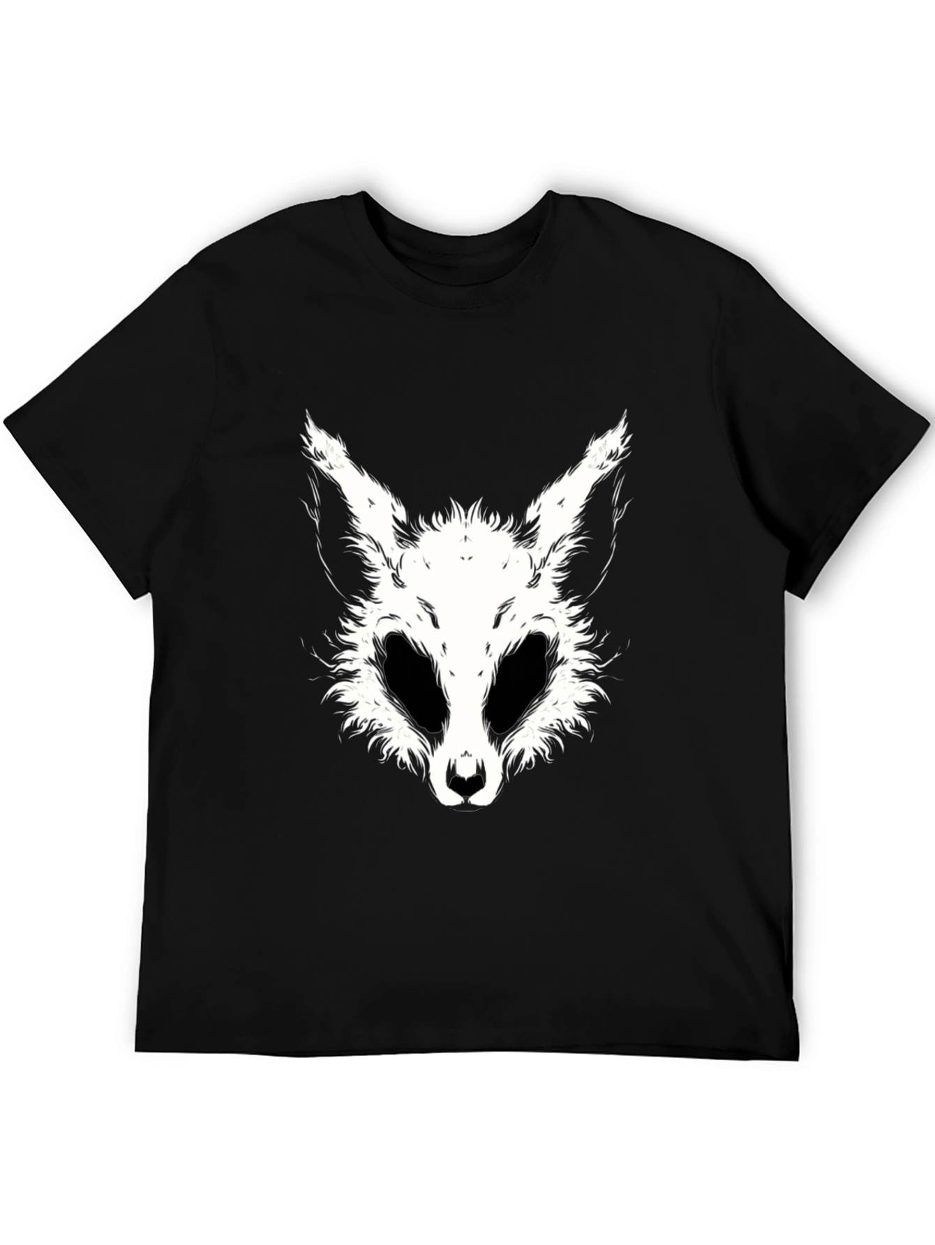 Black T-Shirt with White Animal Face Graphic