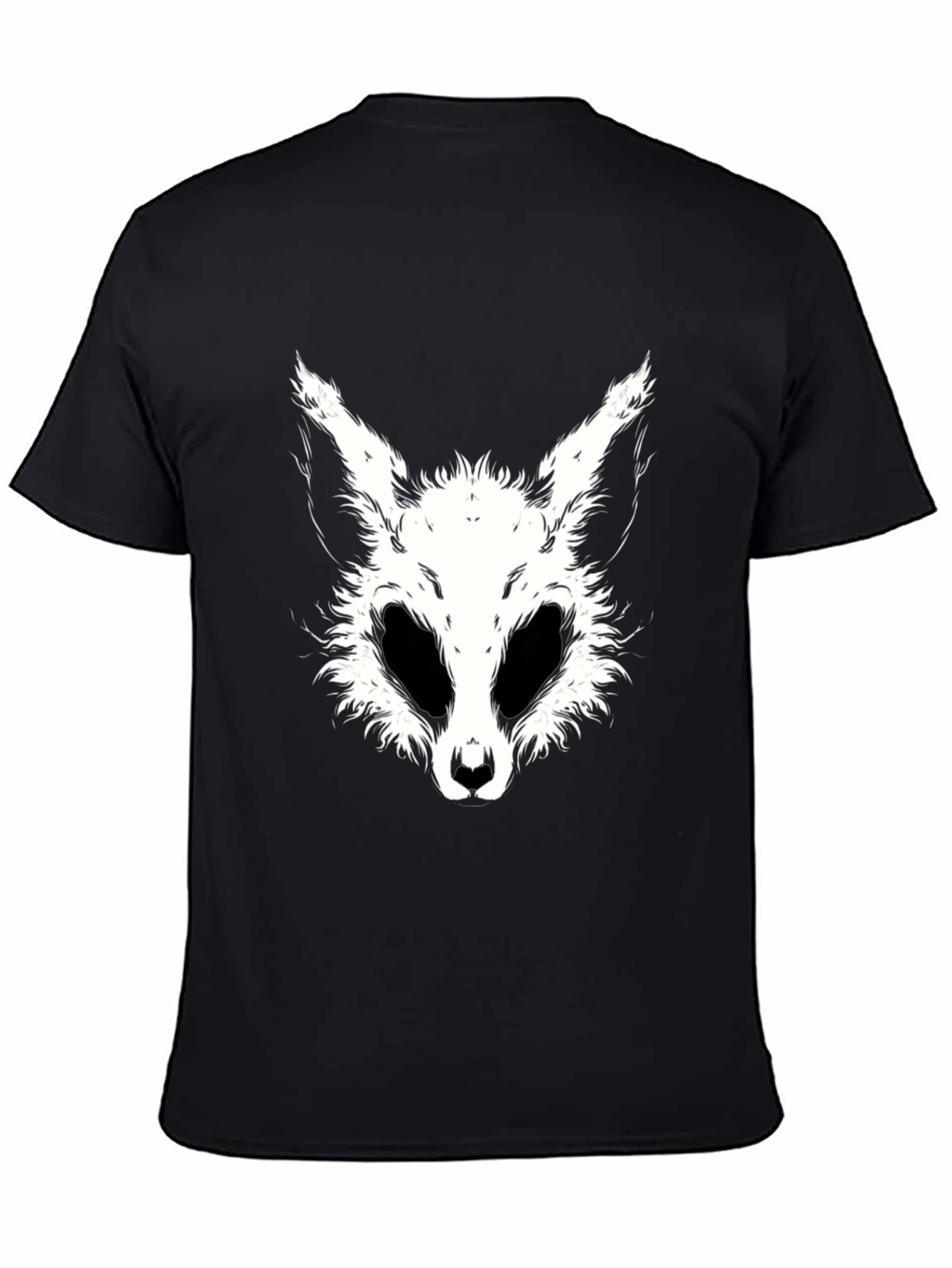 Black T-Shirt with White Animal Face Graphic
