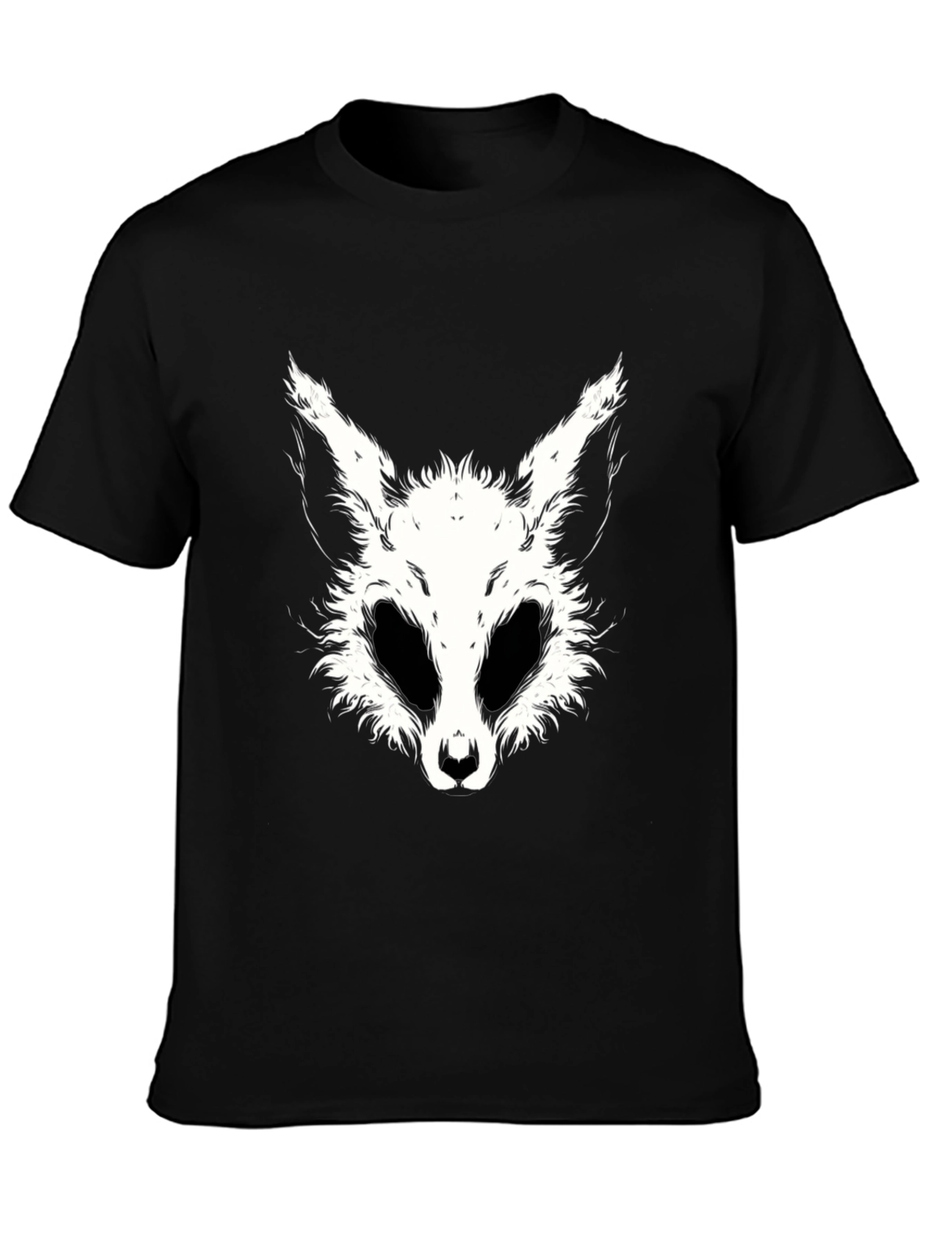 Black T-Shirt with White Animal Face Graphic