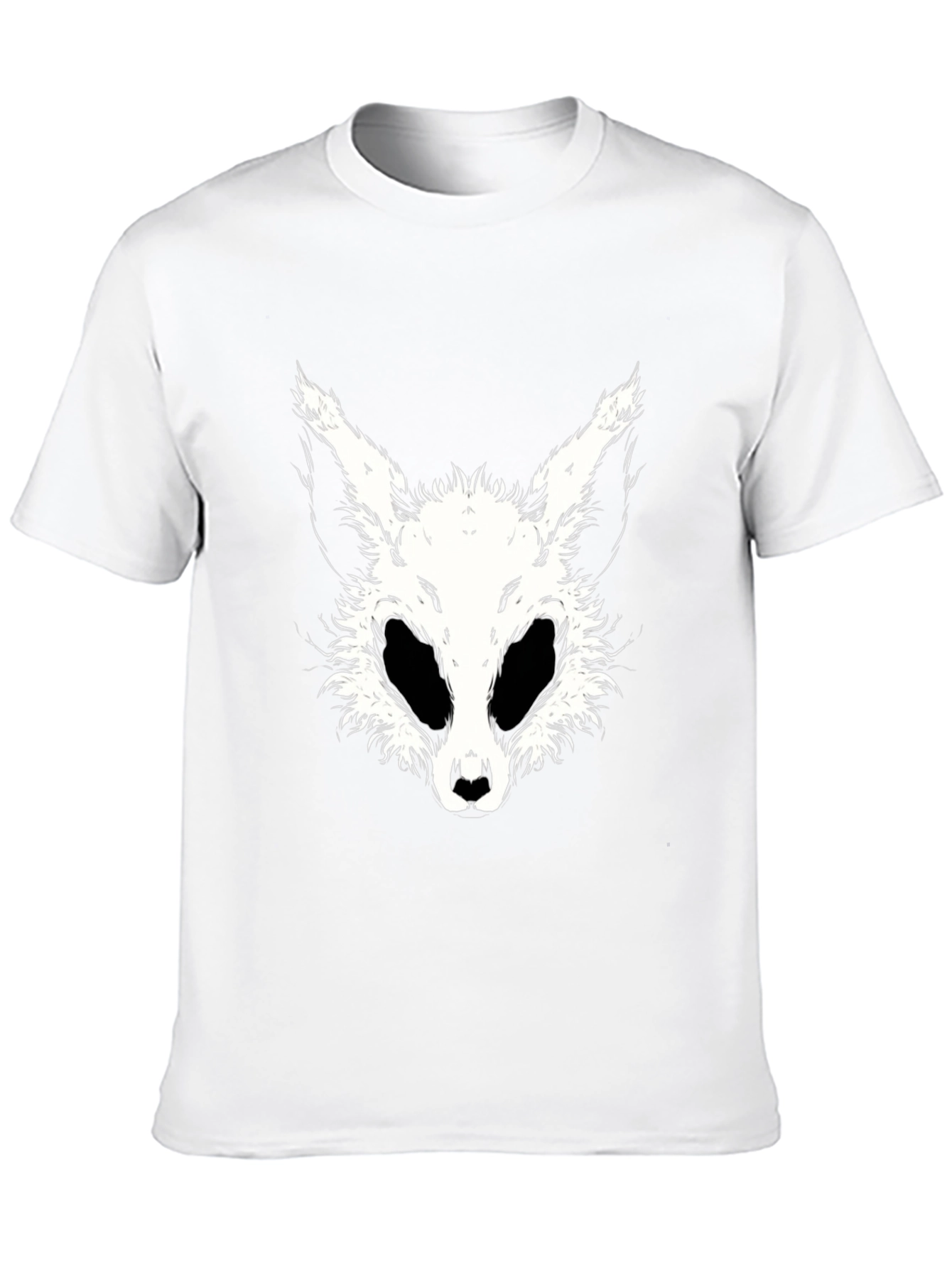 Black T-Shirt with White Animal Face Graphic