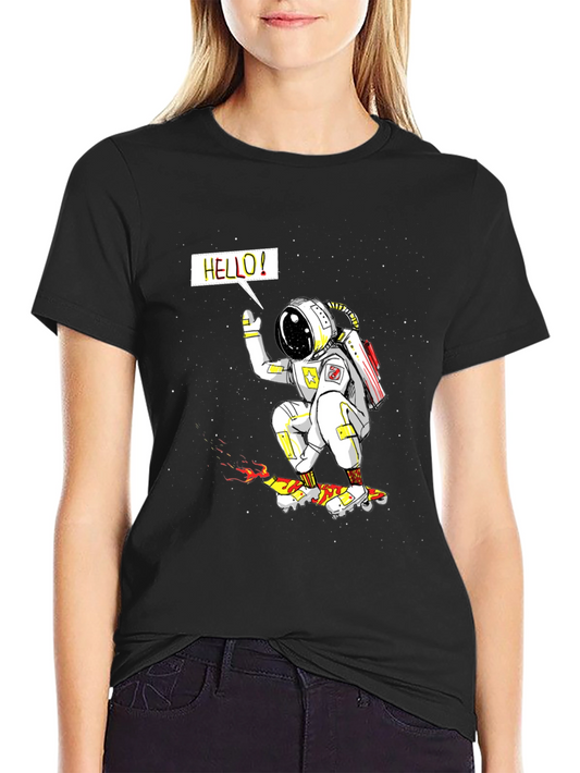 Astronaut Skateboarder Graphic Tee - Outer Space Fun
