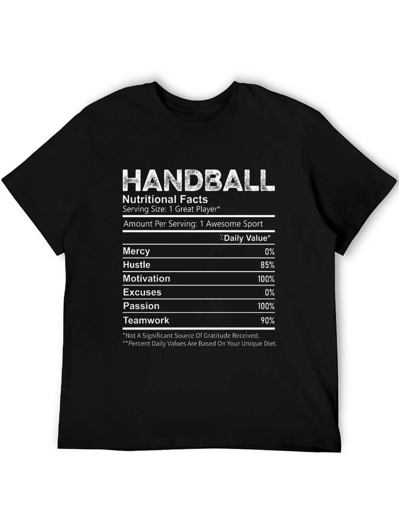 Handball Nutritional Facts T-Shirt: Great Player Edition