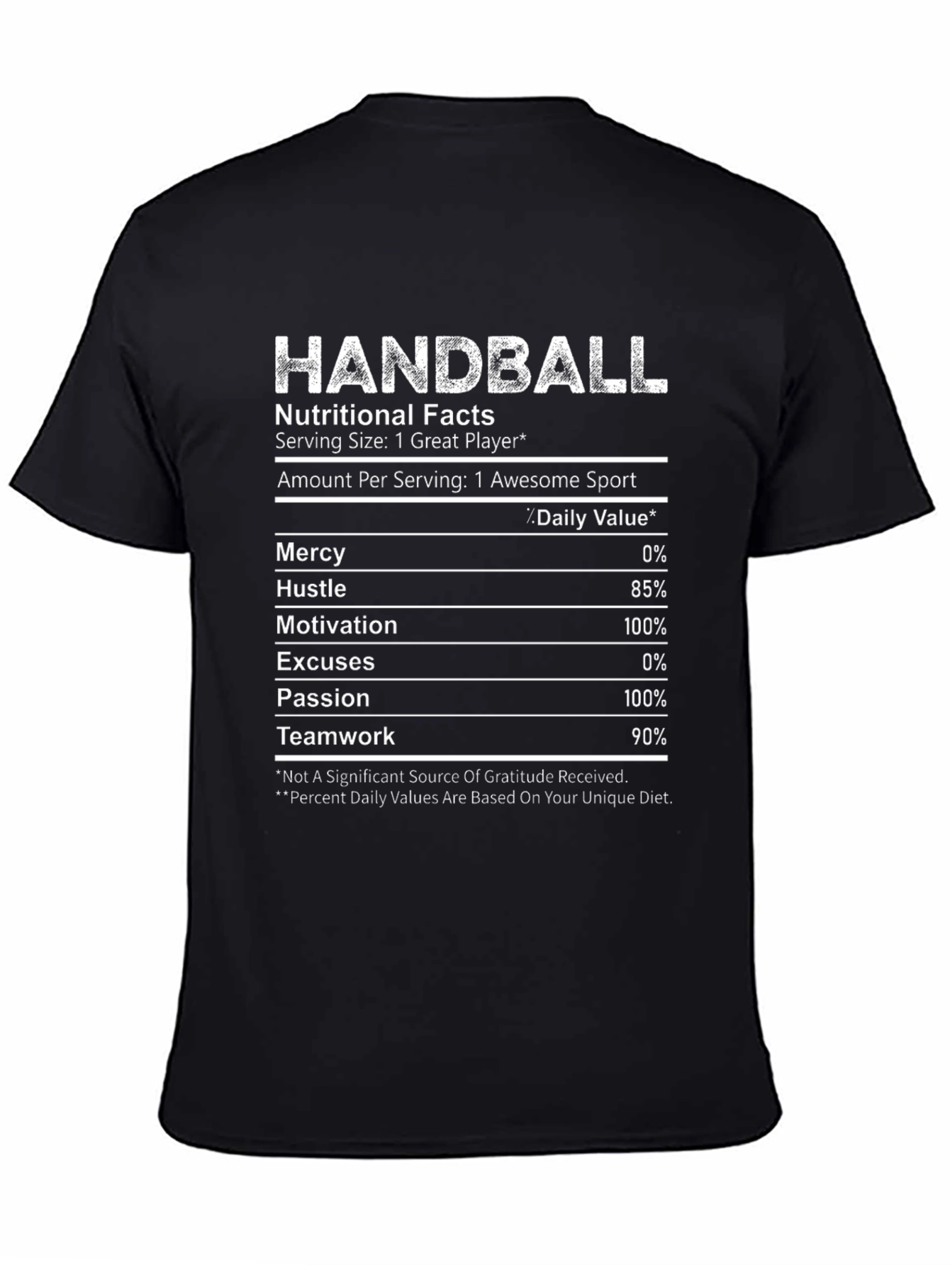 Handball Nutritional Facts T-Shirt: Great Player Edition