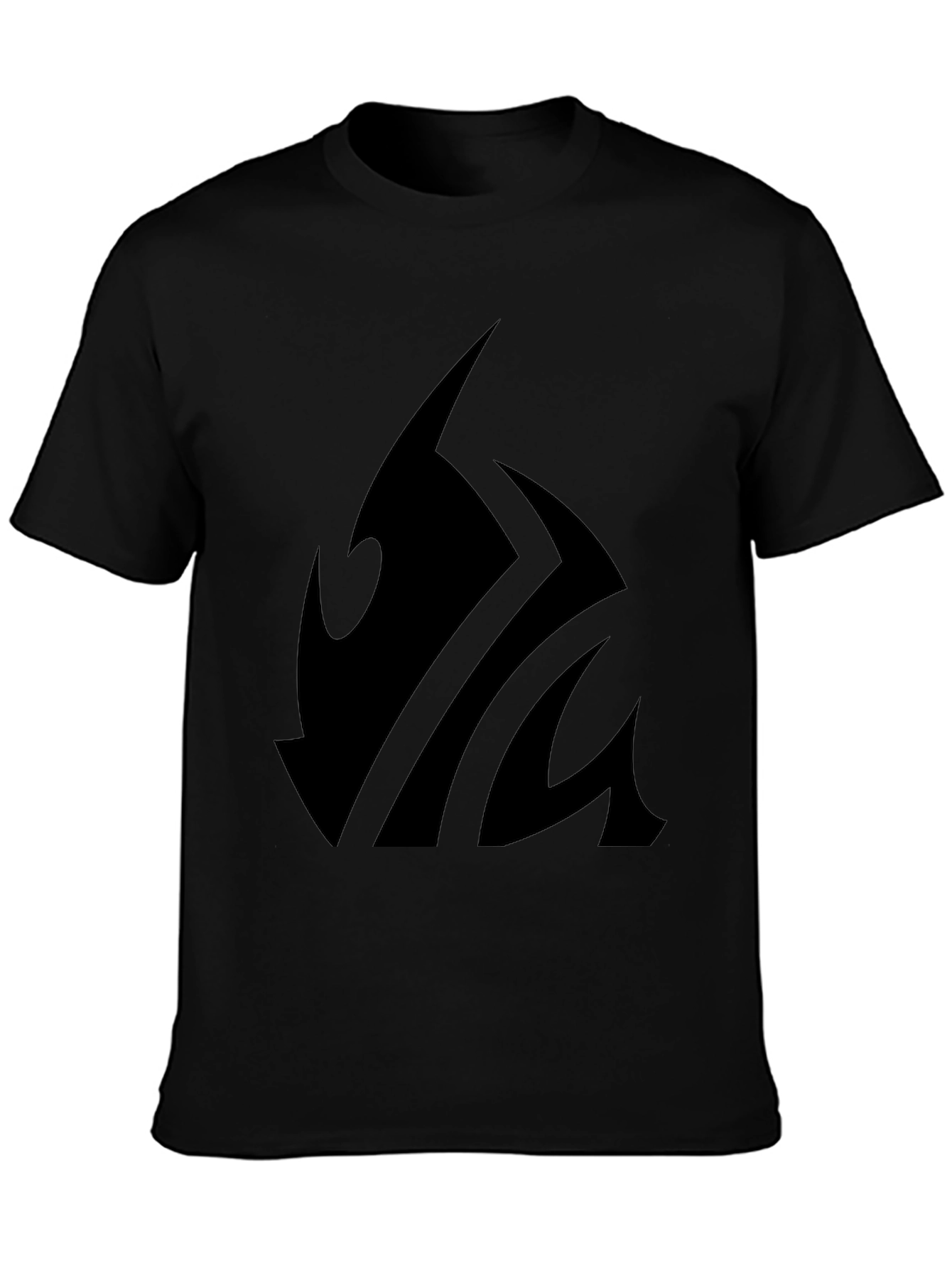 Black T-Shirt with Abstract Graphic Print - Casual Wear