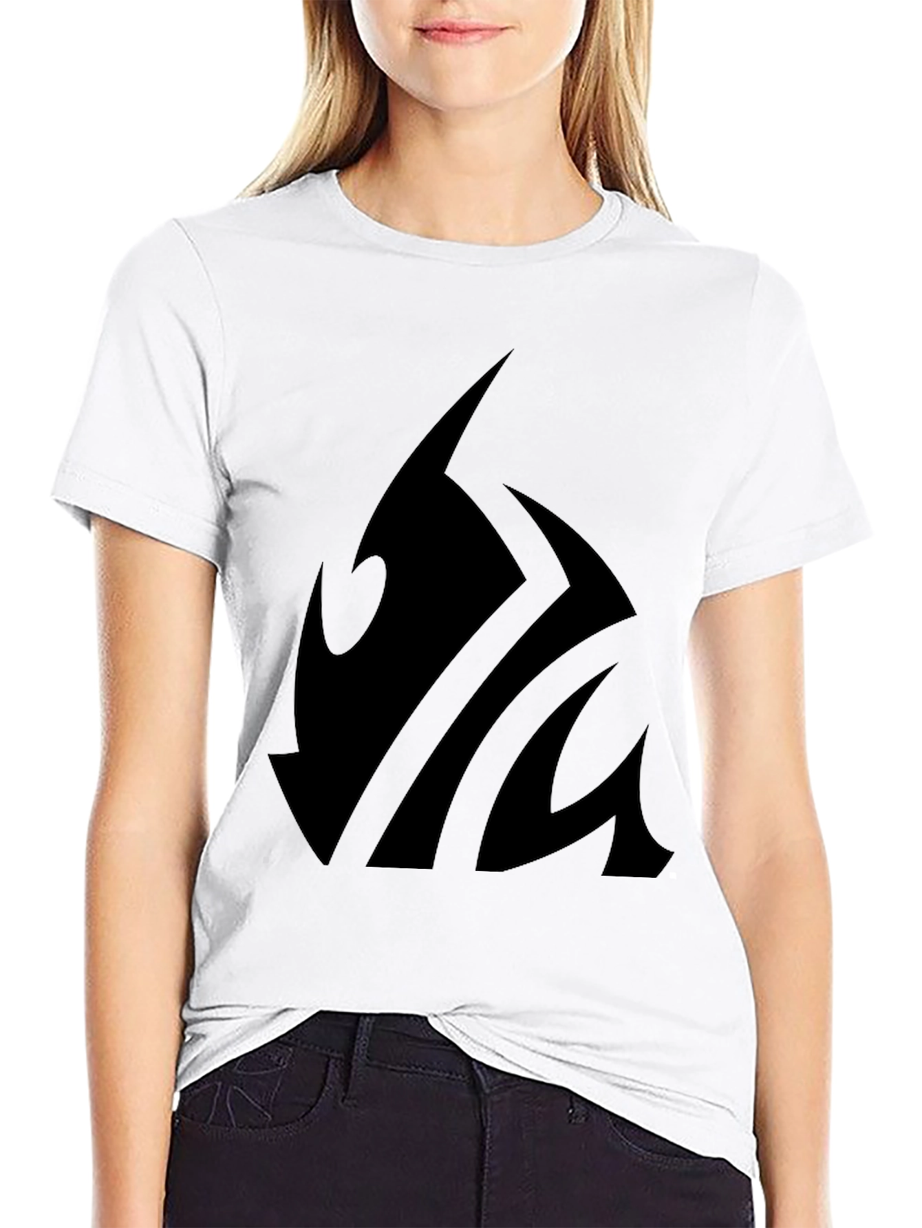 Black T-Shirt with Abstract Graphic Print - Casual Wear