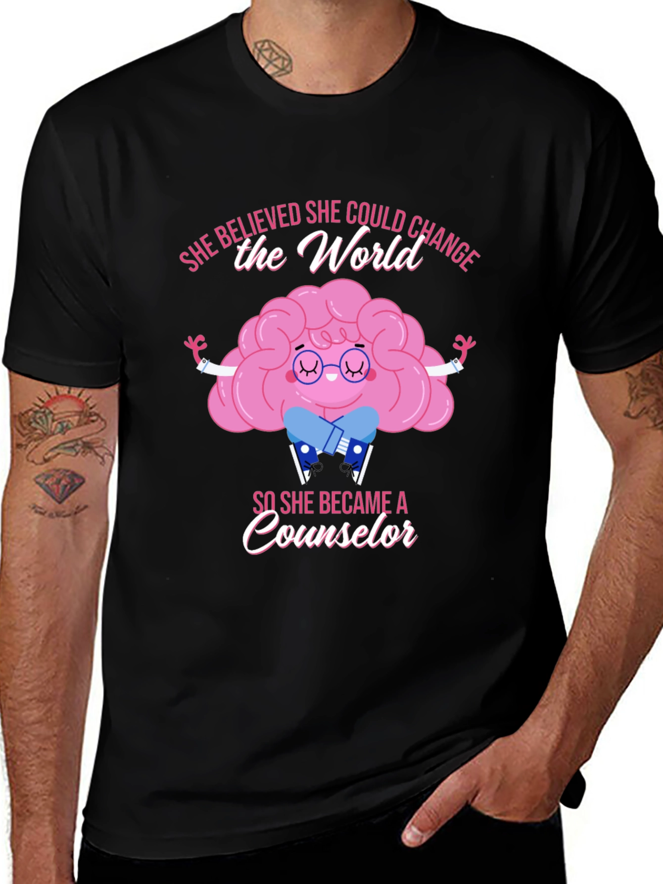 Counselor Brain Graphic T-Shirt - She Believed...