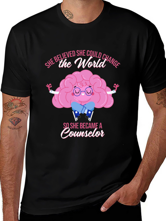 Counselor Brain Graphic T-Shirt - She Believed...