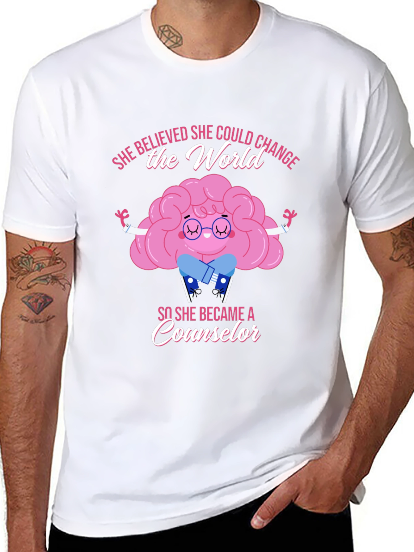 Counselor Brain Graphic T-Shirt - She Believed...
