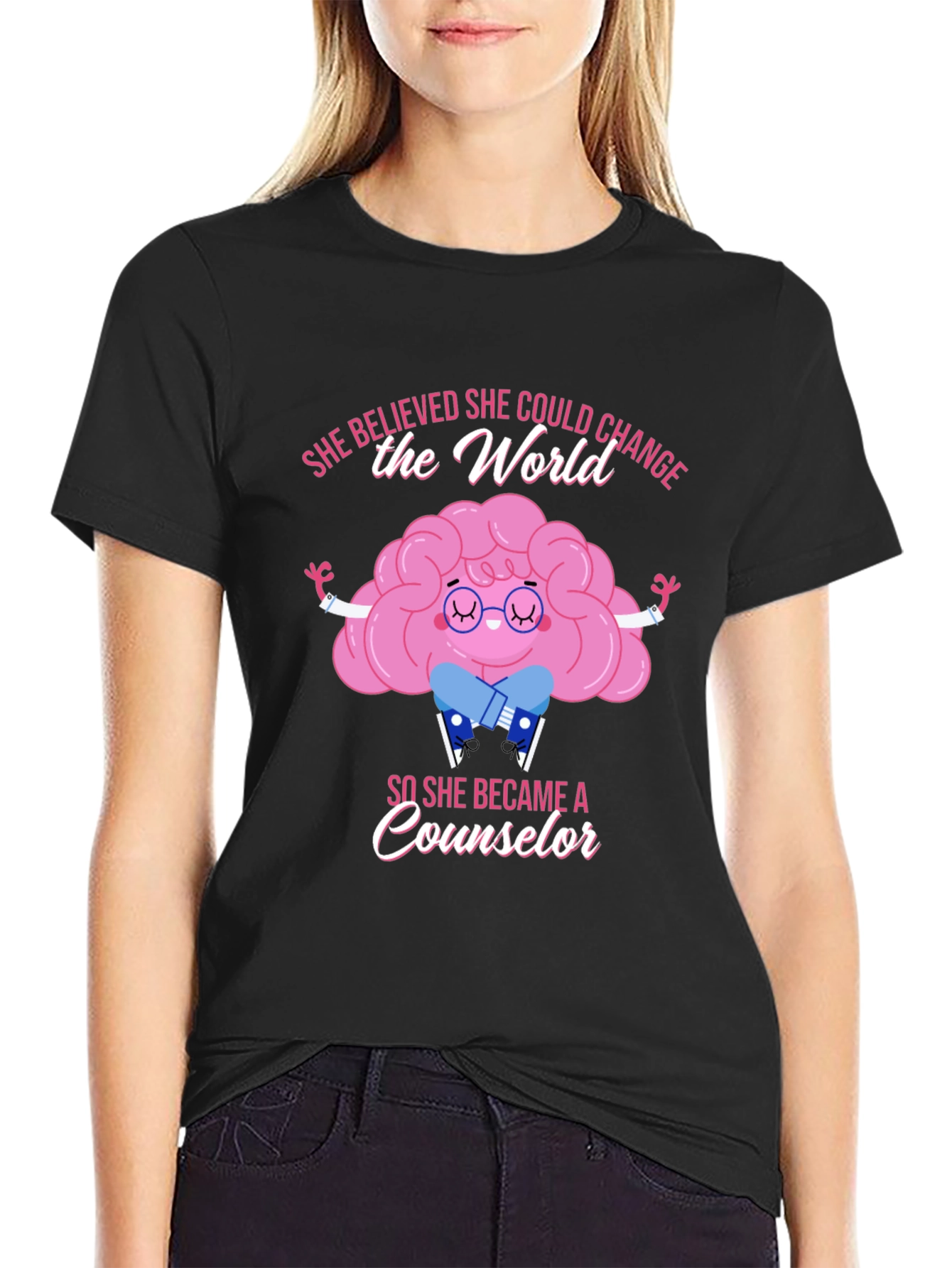 Counselor Brain Graphic T-Shirt - She Believed...
