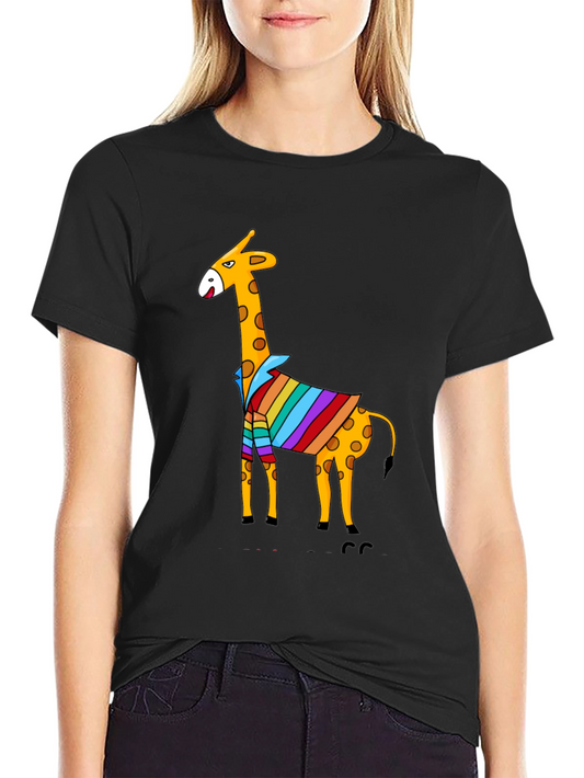 Giraffe Striped Shirt Graphic Tee - Mens Black T-Shirt