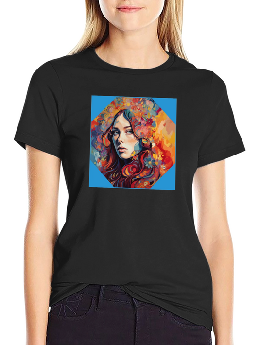Colorful Floral Woman Graphic T-Shirt