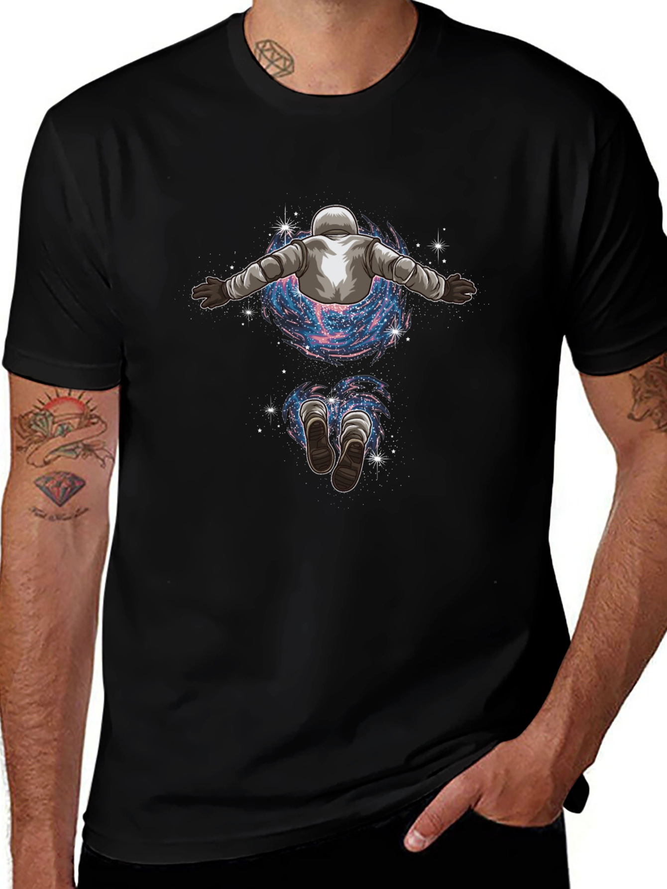 Astronaut Galaxy Black Graphic Tee