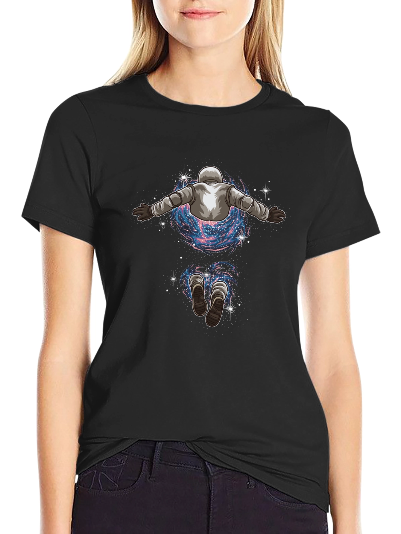 Astronaut Galaxy Black Graphic Tee