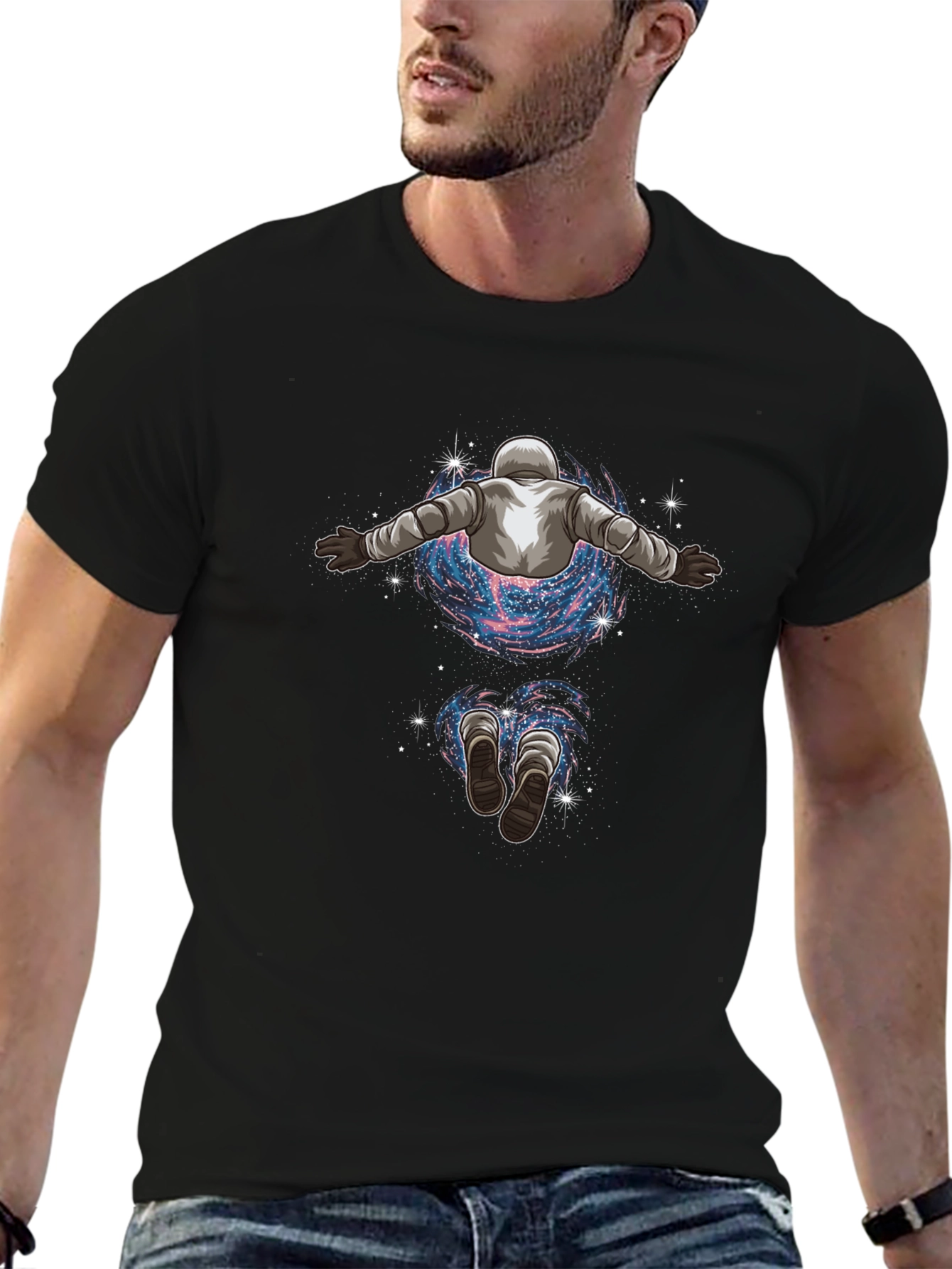 Astronaut Galaxy Black Graphic Tee