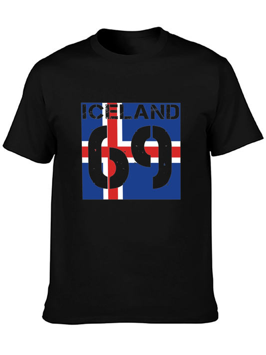 Iceland Flag T-Shirt - Mens Black Tee