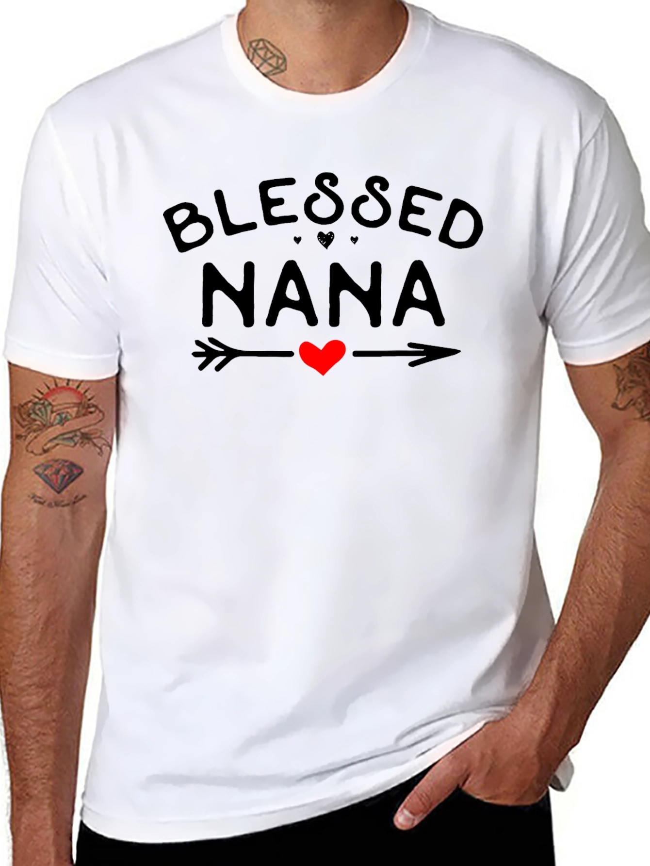 Blessed Nana Graphic Tee Heart Arrow Shirt
