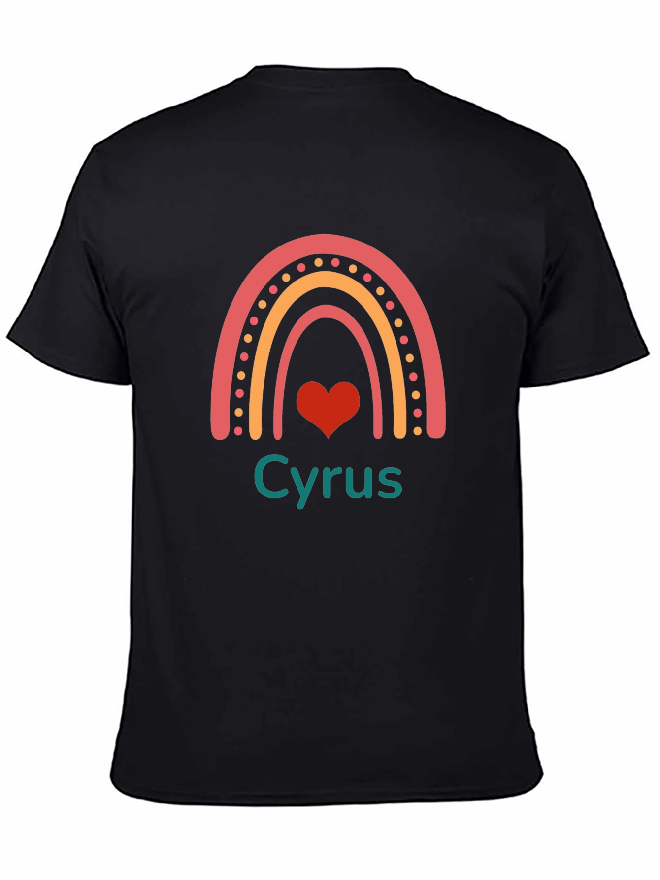 Cyrus Rainbow Heart Tee - Soft Black T-Shirt