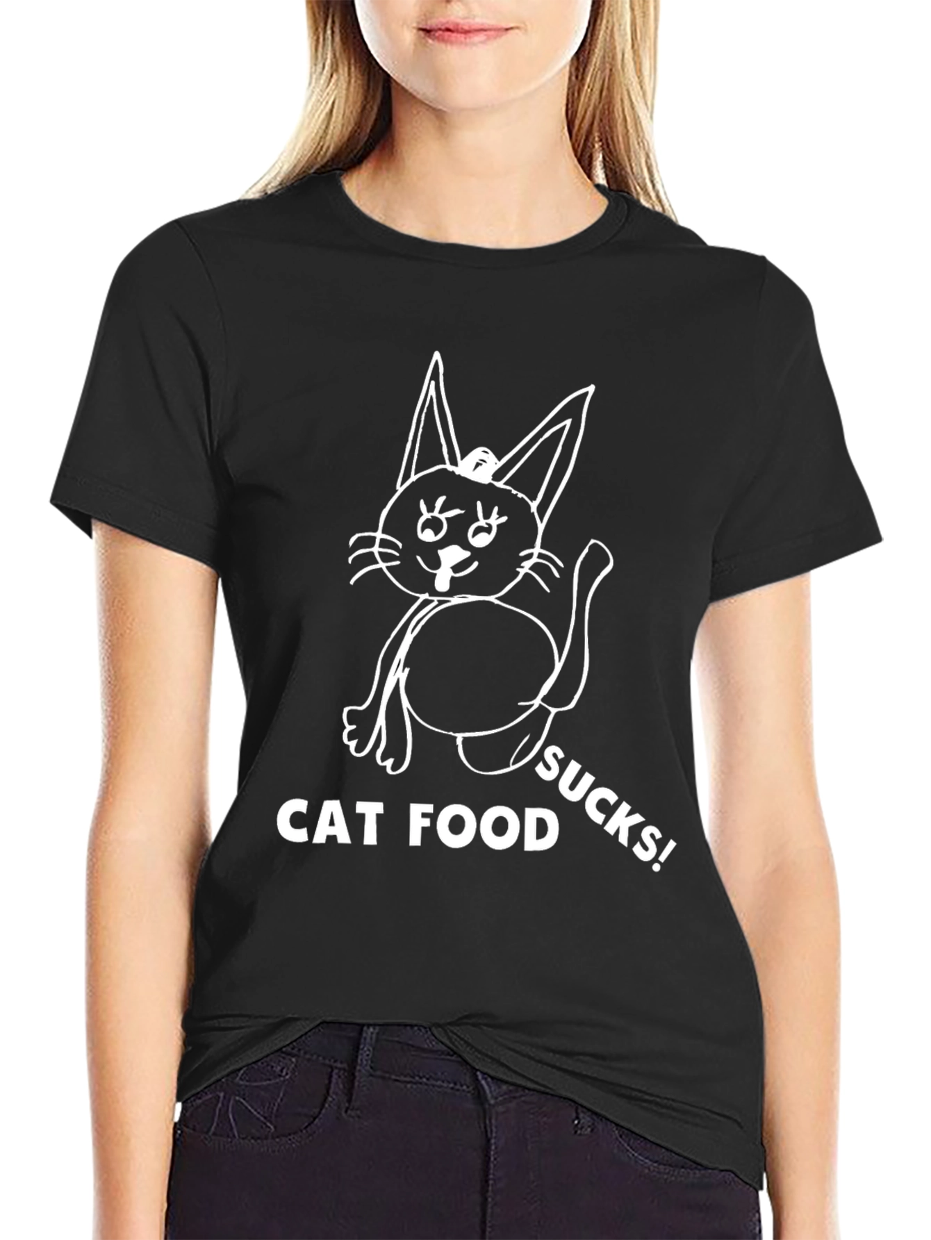 Cat Food Sucks T-Shirt Black