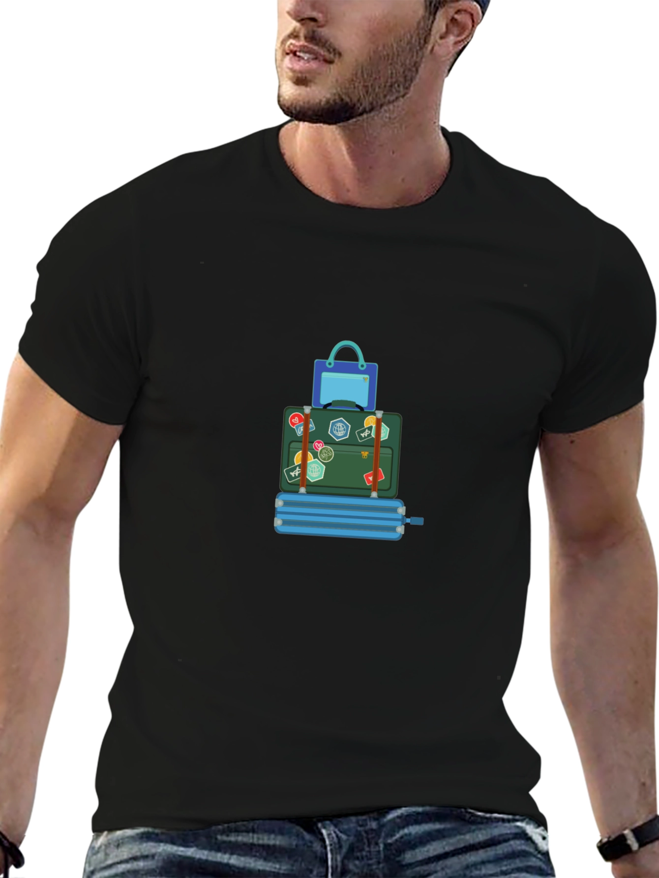 Travel Stack Graphic T-Shirt - Black