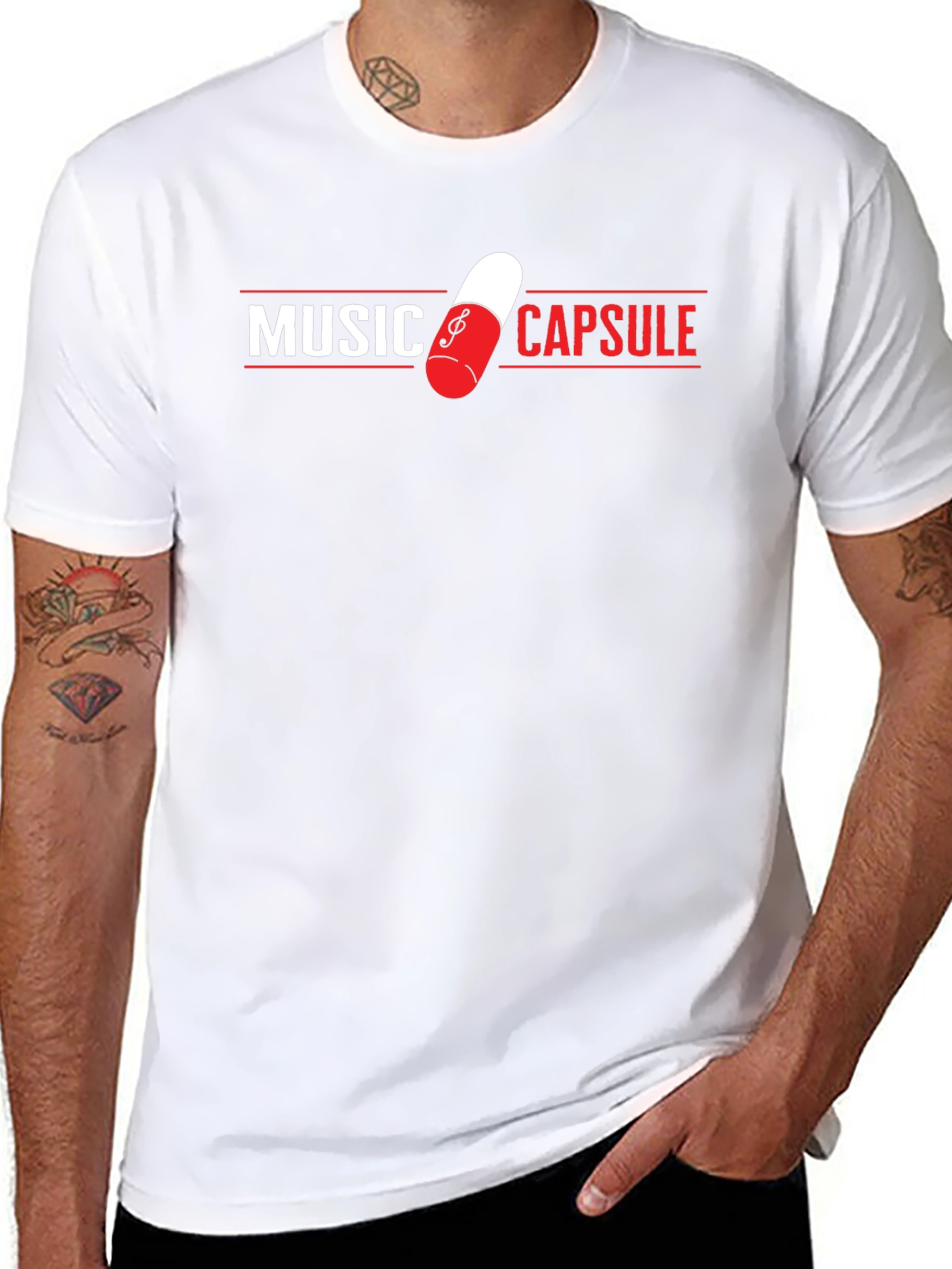 Music Capsule Graphic T-Shirt - Trendy Black Tee