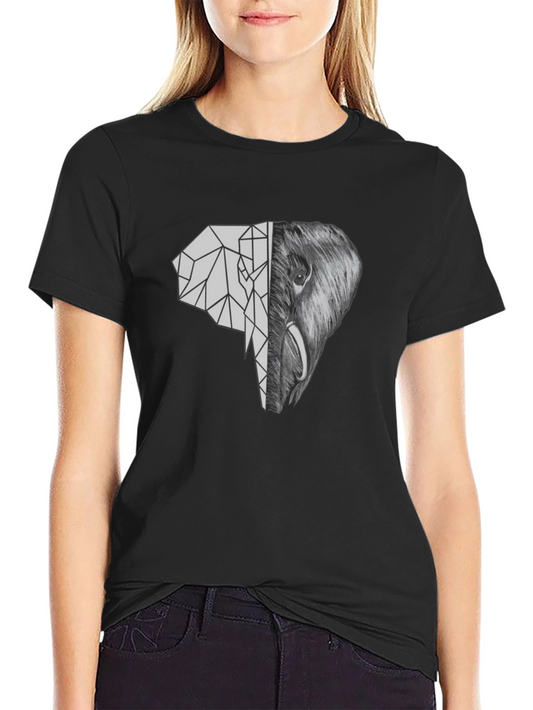 Geometric Elephant Graphic Tee - Unique Black T-Shirt