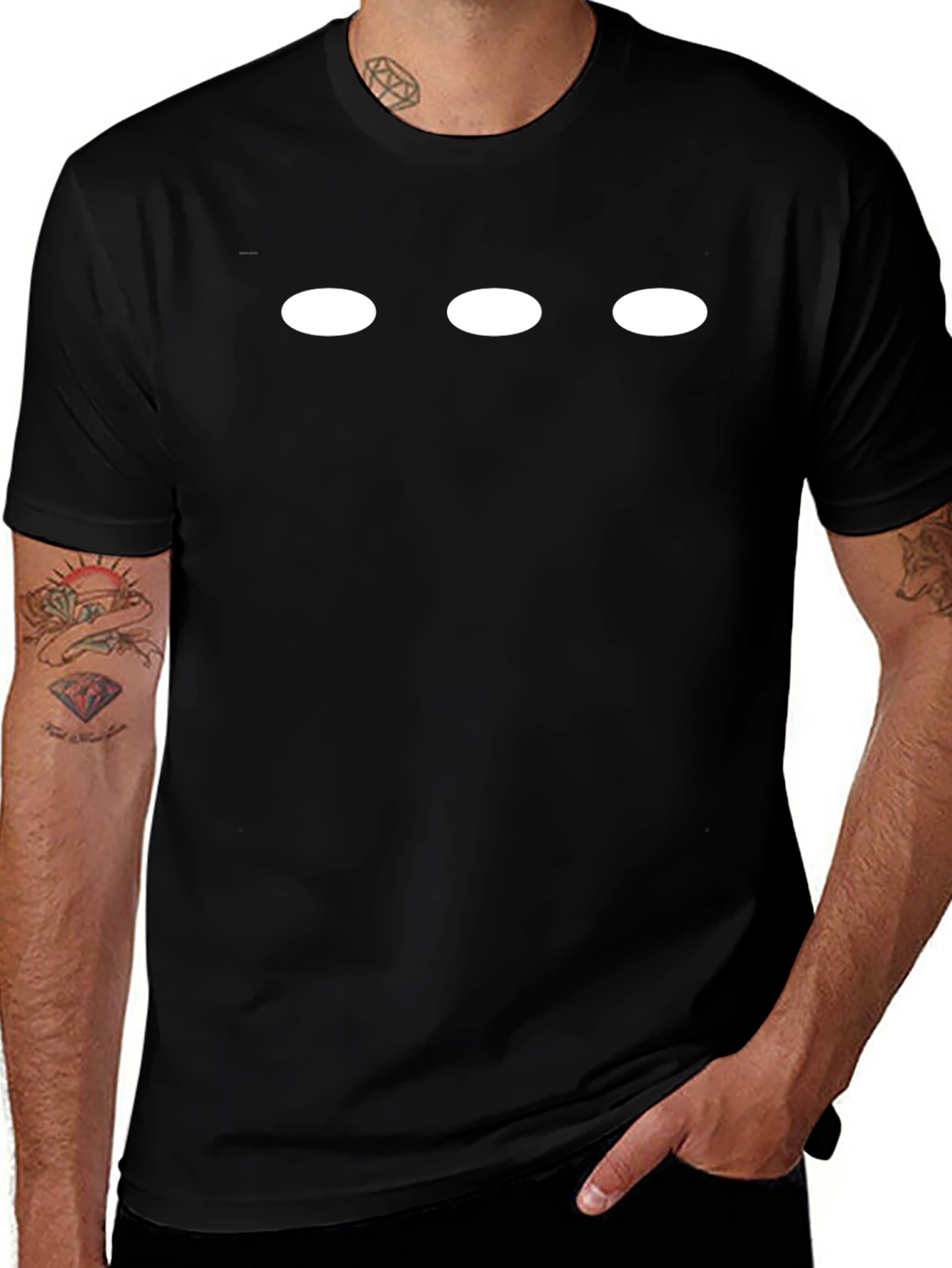 Minimalist Ellipse Graphic Black T-Shirt