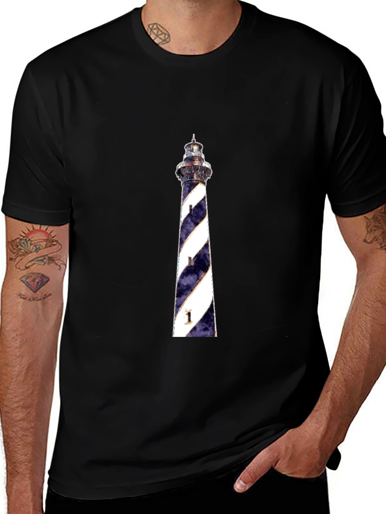 Lighthouse Graphic Tee - Black Cotton