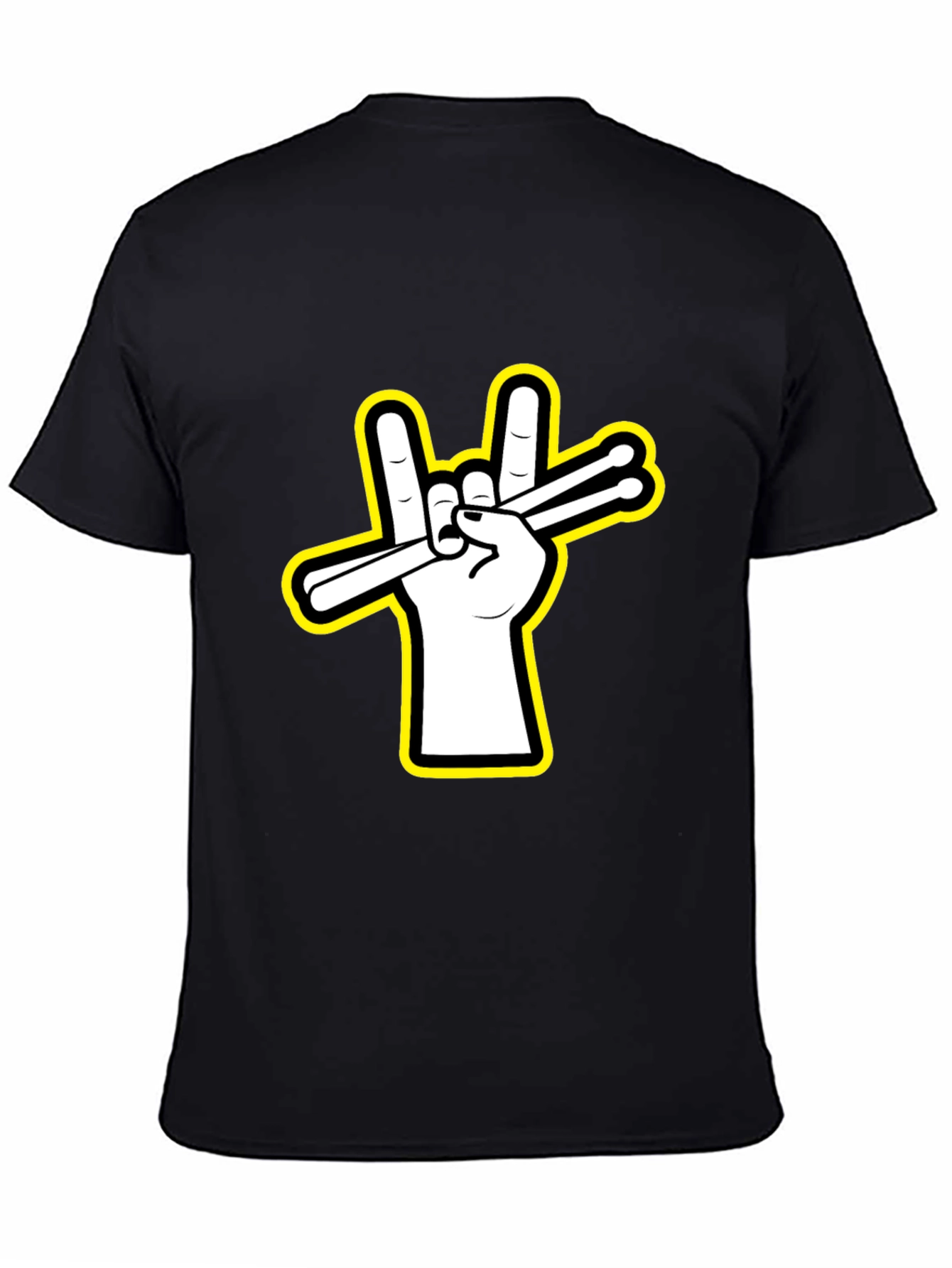 Drummer Hand Sign Black T-Shirt
