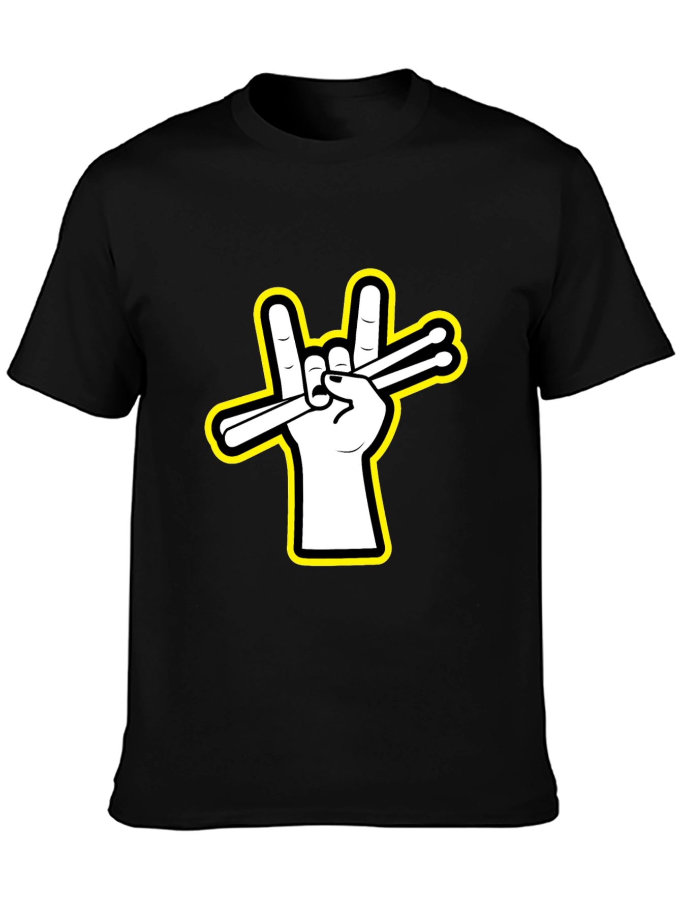 Drummer Hand Sign Black T-Shirt