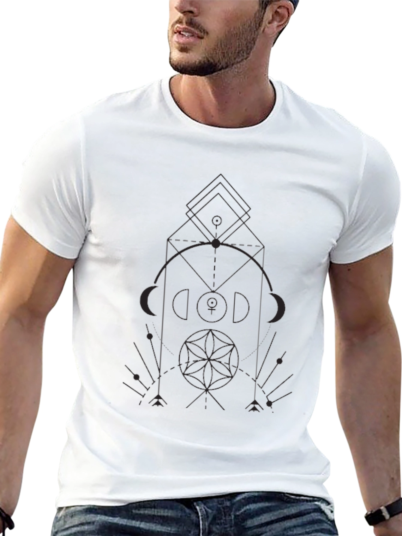 Geometric Print Black T-Shirt