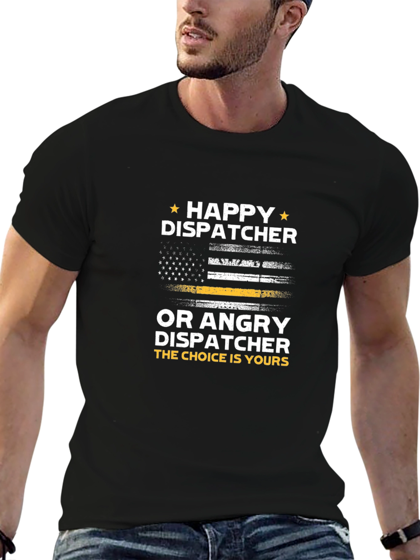 Happy Dispatcher T-Shirt - Thin Yellow Line Tee