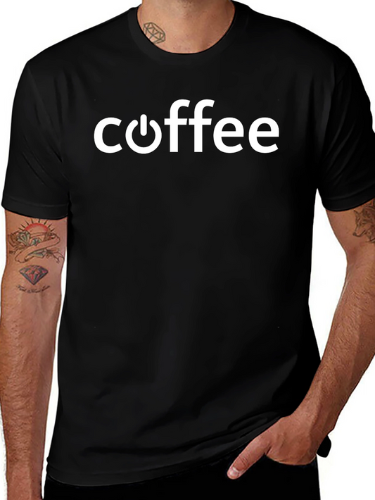 Coffee Power Button T-Shirt - Black Graphic Tee