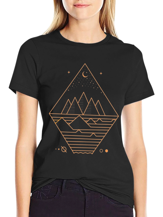 Geometric Mountain Design Black T-Shirt