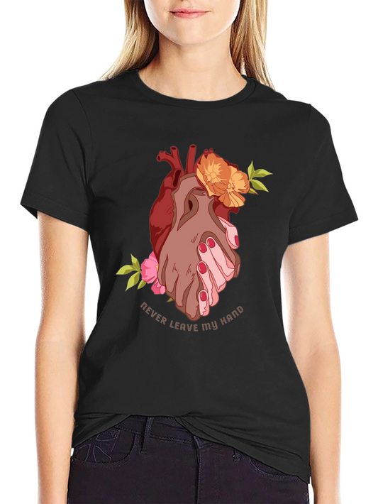 Heart & Hand Graphic T-Shirt - Never Leave My Hand