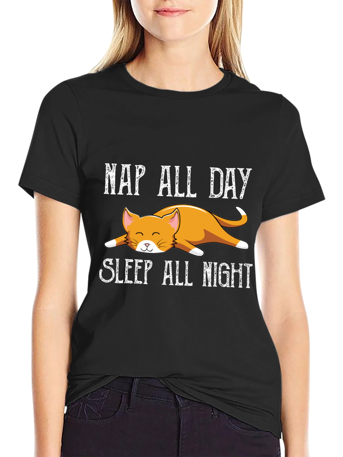 Nap All Day Sleep All Night Cat T-Shirt