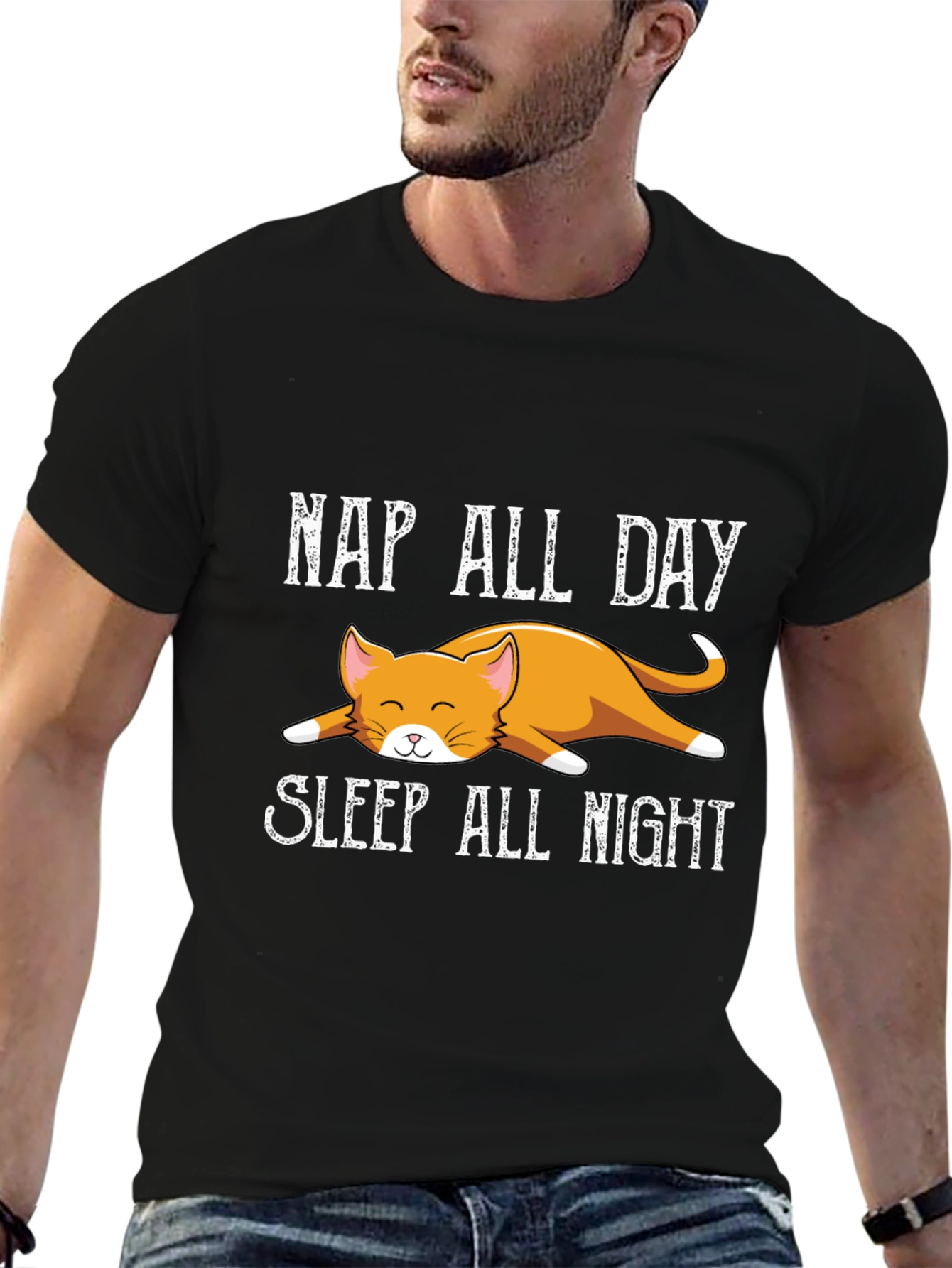 Nap All Day Sleep All Night Cat T-Shirt