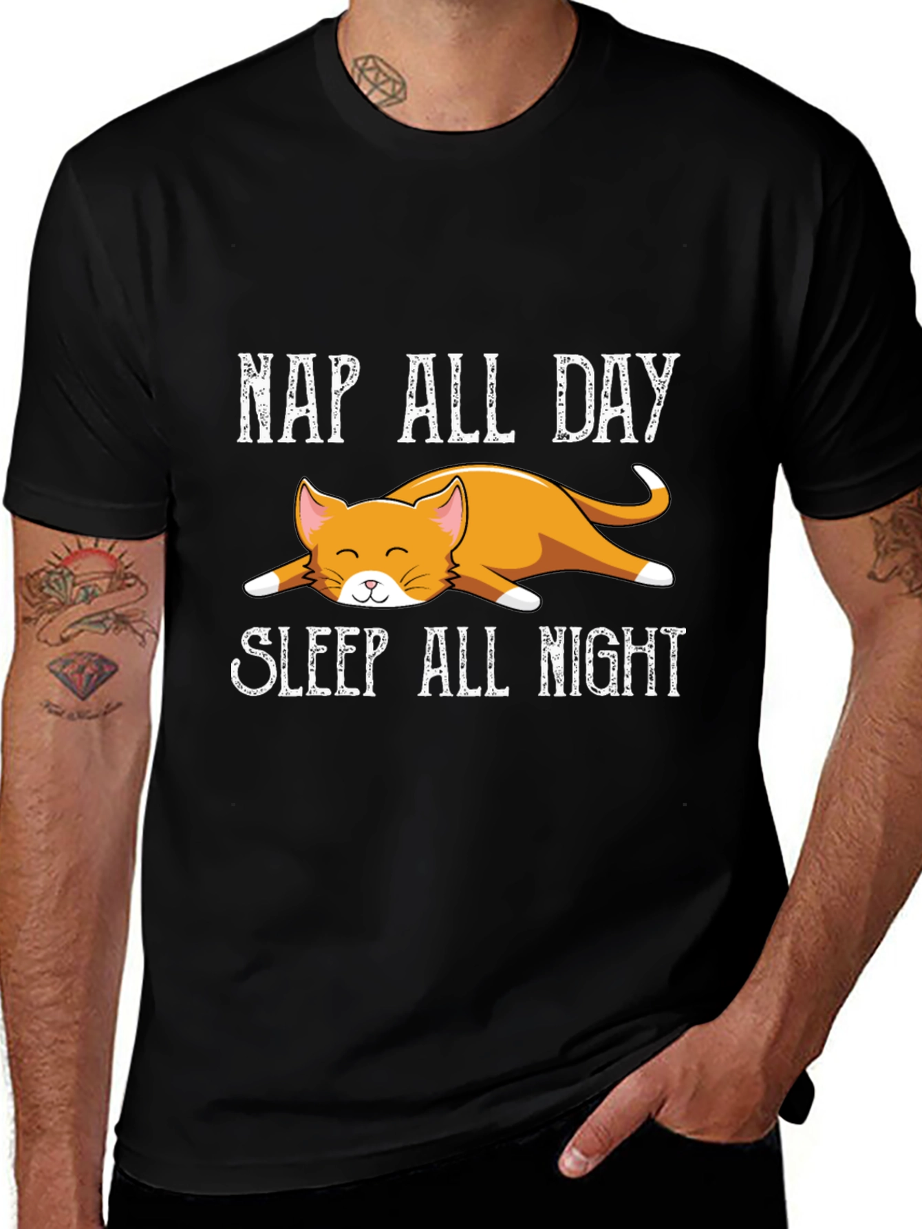 Nap All Day Sleep All Night Cat T-Shirt