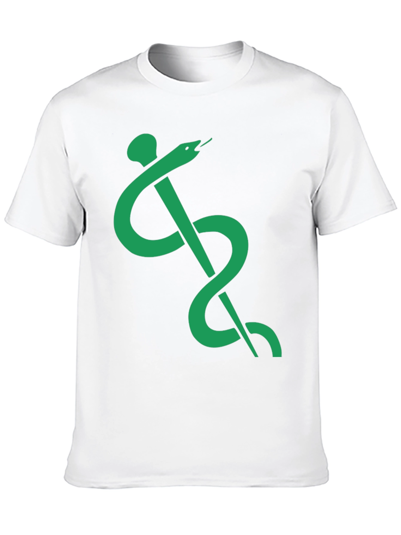 Caduceus Symbol T-Shirt - Green Medical Serpent on Black