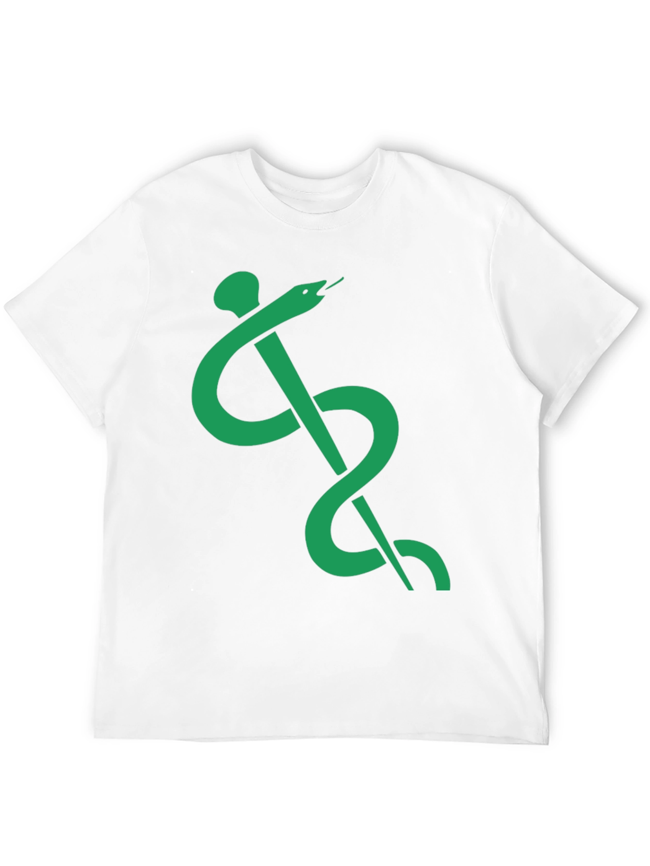 Caduceus Symbol T-Shirt - Green Medical Serpent on Black