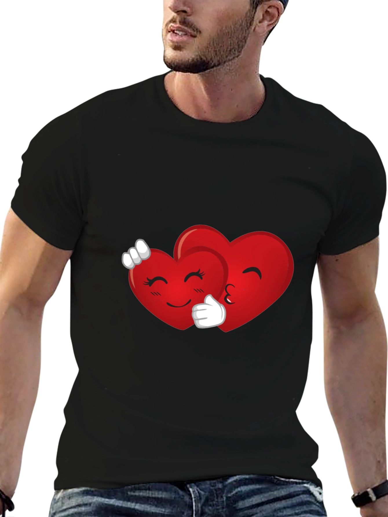 Heart Emoji Hug Black T-Shirt