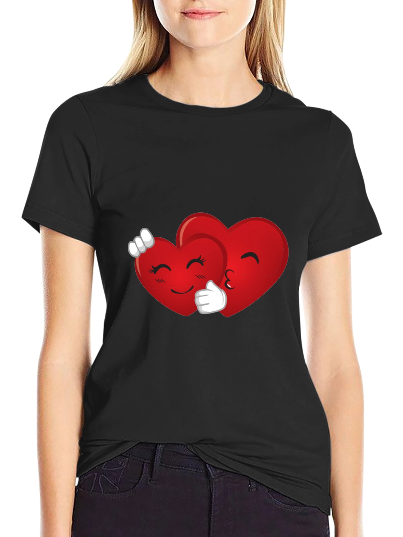 Heart Emoji Hug Black T-Shirt