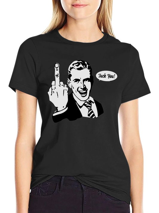 Funny Retro Middle Finger T-Shirt - Black