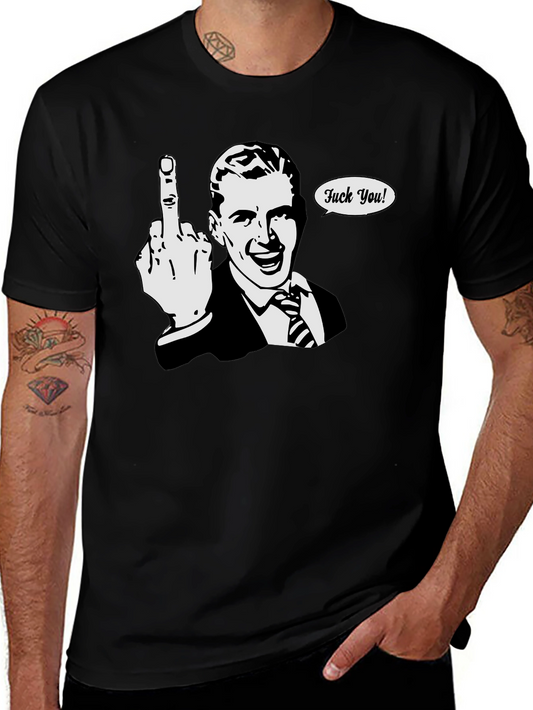 Funny Retro Middle Finger T-Shirt - Black